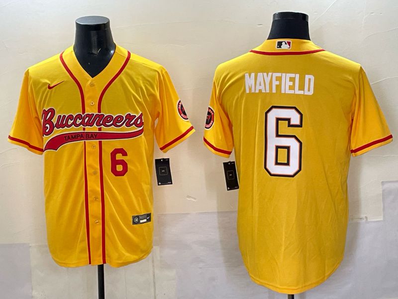 Men 2025 Tampa Bay Buccaneers #6 Mayfield Yellow Joint Name Nike Limited NFL Jersey style 02